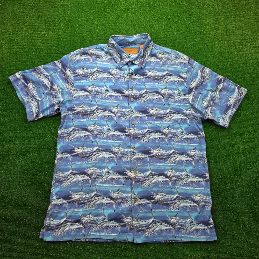 Clearwater‎ Outfitters Shirt Mens XL Blue Marlin Swordfish AOP Hawaiian Fishing